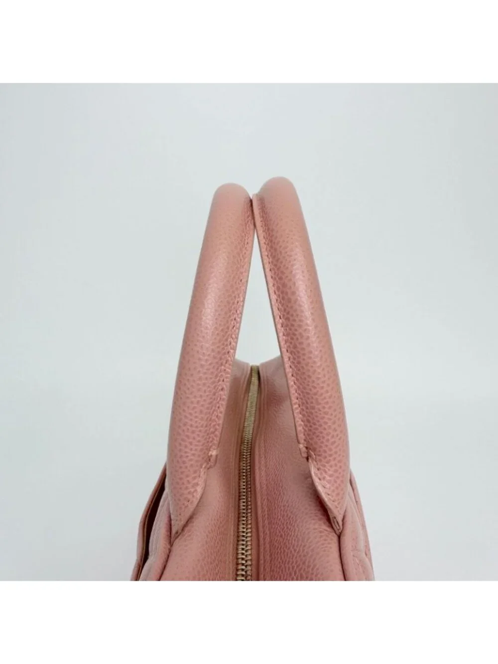 Chanel CC Logo Quilted Mini Boston Bag Caviar Leather Pink Gold Vintage